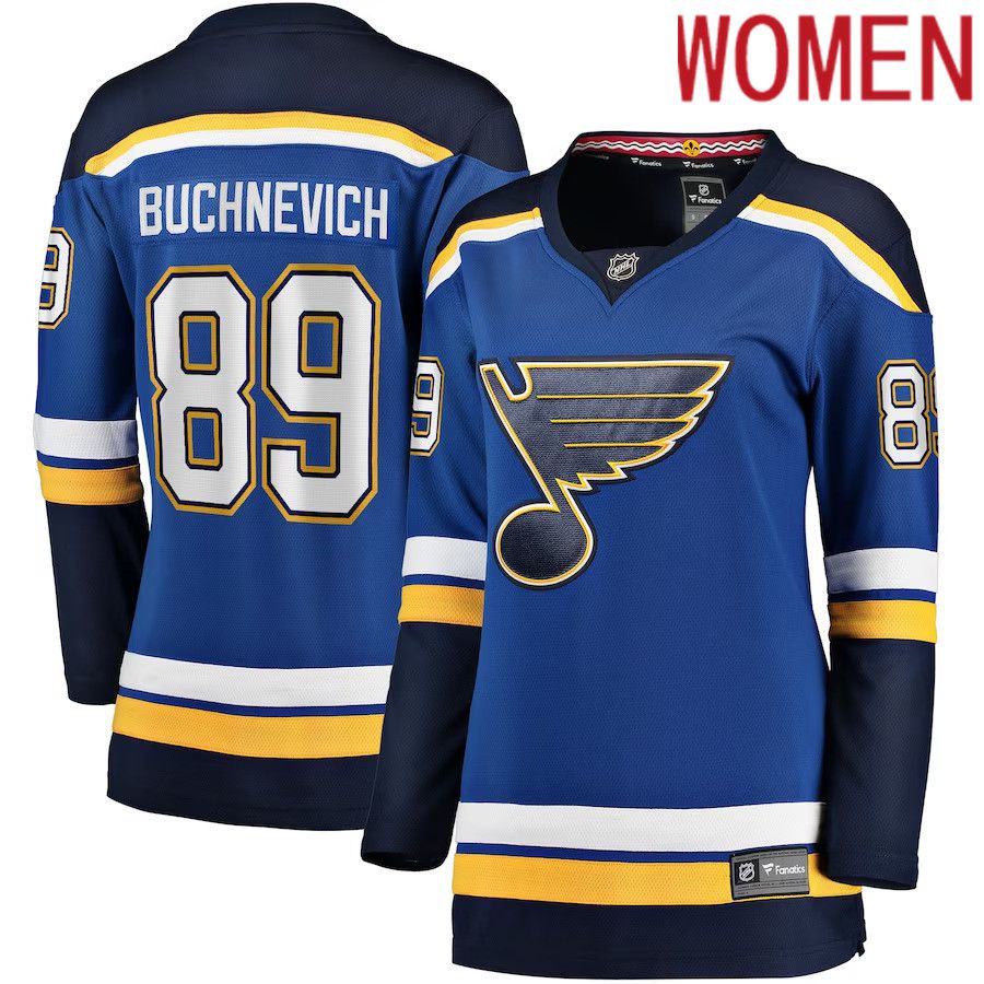 Women St. Louis Blues #89 Pavel Buchnevich Fanatics Branded Blue Home Breakaway Player NHL Jersey